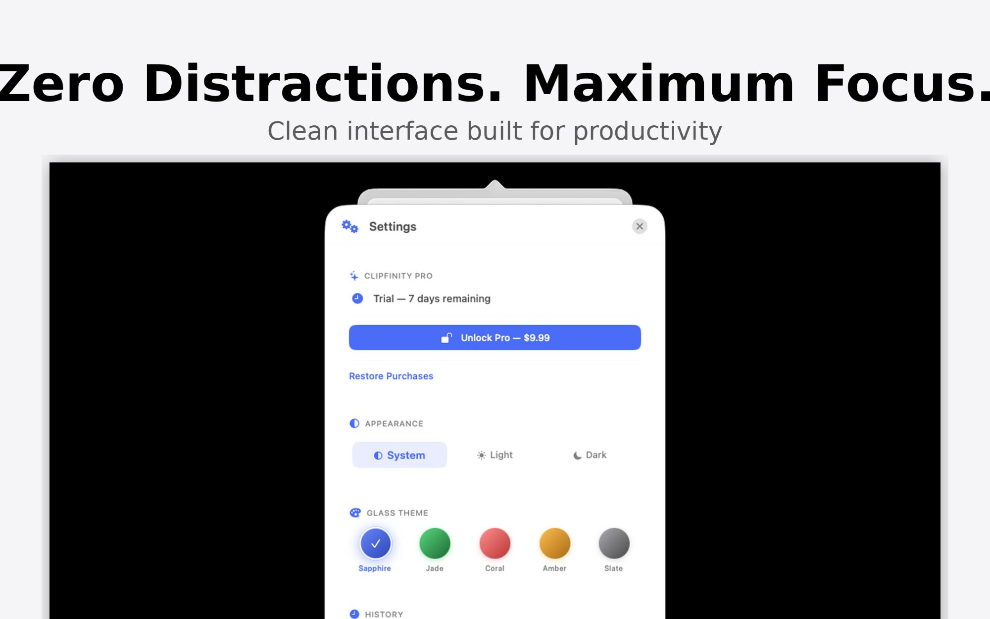 Beautiful settings with glass theme options